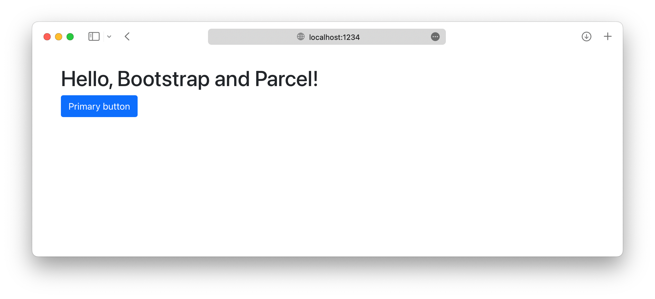 使用 Bootstrap 运行的 Parcel 开发服务器